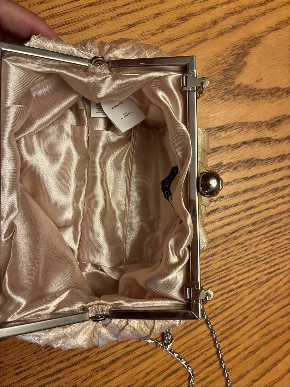 Anna Cecere Champagne Gold Retro Pleated Evening Clutch Bag Wedding Cocktail